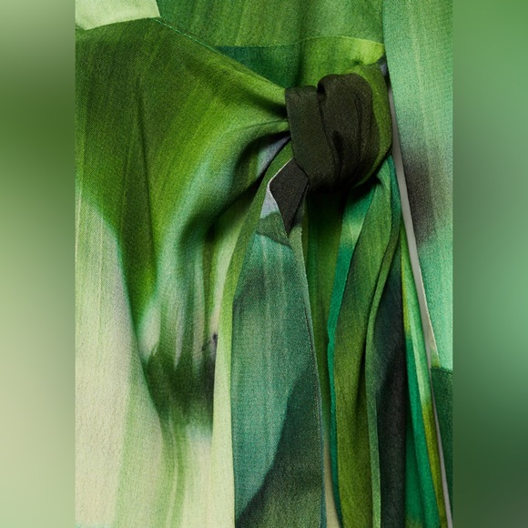 Mango Green printed bow Dress NWT - Picture 7 of 7